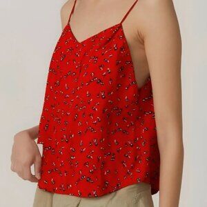 Gap Red Black Floral V-Neck Cami Tank Top XS